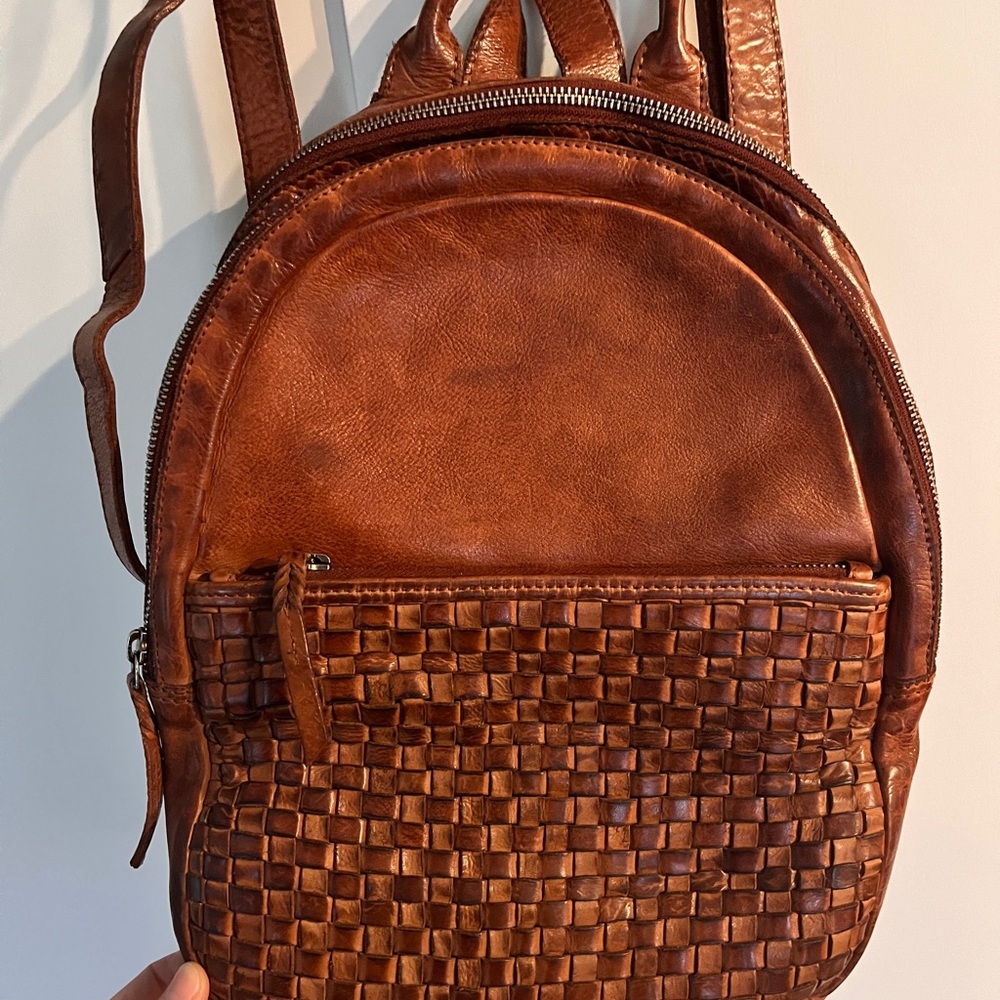 Vilenca Holland Patina Woven leather Backpack Purse